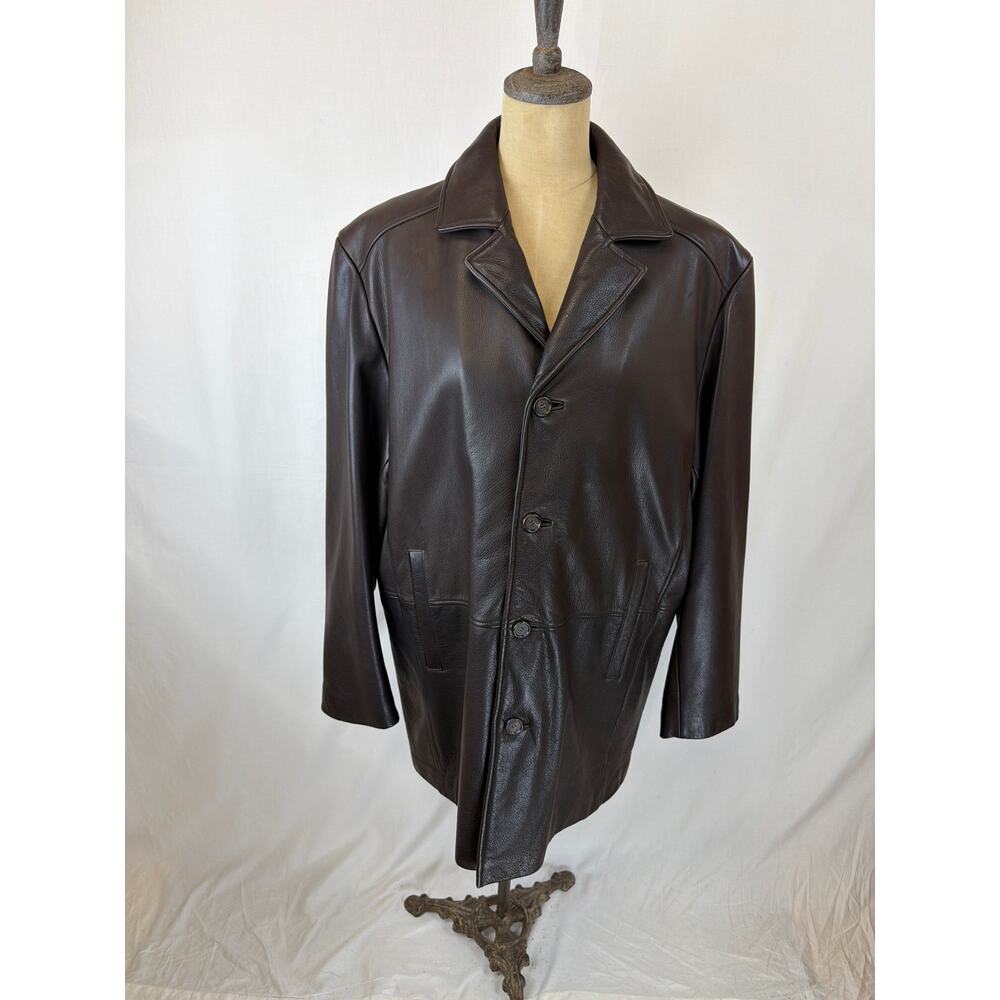 Y2K Vintage Reilly Olmes Collection Brown Leather Jacket Large #0562